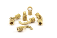 Leather Hook Caps, Raw Brass Leather Cord Ends for 4mm Leather Cords, Hook Ends (18x14x6.5mm) N0309