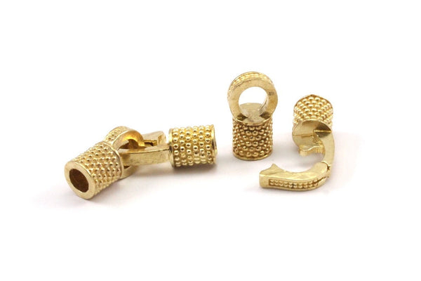 Leather Hook Caps, Raw Brass Leather Cord Ends for 4mm Leather Cords, Hook Ends (18x14x6.5mm) N0309