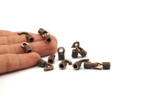 Leather Hook Caps, Oxidised Bronze Leather Cord Ends, Hook Ends For 4mm Leather Cord (17.5x14x7mm) N0313