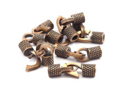 Leather Hook Caps, Oxidised Bronze Leather Cord Ends, Hook Ends For 4mm Leather Cord (17.5x14x7mm) N0313
