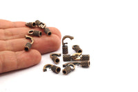 Leather Hook Caps, Oxidised Bronze  Leather Cord Ends, Hook Ends for 3mm Leather Cord (16.5x13x5mm) N0312