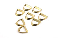 Brass Half Circle  - 24 Raw Brass Semi Circle Thick Cut Connectors (8x16x0.4x2x15mm) D0113