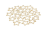 Brass Star Charm, 50 Raw Brass Open Star Charms (21x0.8mm) BS 1077