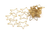 Brass Star Charm, 50 Raw Brass Open Star Charms (24x0.8x0.6mm) BS 1078