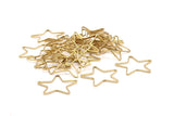 Brass Star Charm, 50 Raw Brass Open Star Charms (24x0.8x0.6mm) BS 1078
