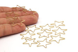 Brass Star Charm, 50 Raw Brass Open Star Charms (24x0.8x0.6mm) BS 1078