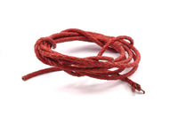 Red Braided Leather Cord, 1 Meter Leather Cord, Genuine Round Leather Cord (3mm) B3009