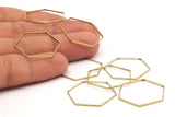 Hexagon Ring Charm, 50 Raw Brass Hexagon Shaped Ring Charms (25x0.6x0.9mm) BS 1206