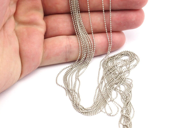 Silver Faceted Chain, 30 Meters - 99 Feet (1mm) Silver Tone Brass Faceted Ball Chain - W69  ( Z030 )