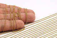 Tiny Ball Chain, 90m. 1mm Raw Brass Ball Chain MB 8-13 ( Z017 )