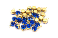 Safir Yapay Elmas Takılar, SS24 (5 mm) Y361 Y159 için Ham Pirinç Ayarlı 12 Safir Yapay Elmas Takı