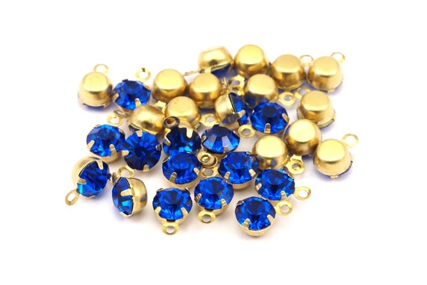Safir Yapay Elmas Takılar, SS24 (5 mm) Y361 Y159 için Ham Pirinç Ayarlı 12 Safir Yapay Elmas Takı