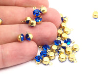 Safir Yapay Elmas Takılar, SS24 (5 mm) Y361 Y159 için Ham Pirinç Ayarlı 12 Safir Yapay Elmas Takı