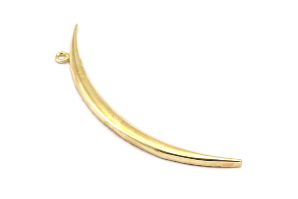 Raw Brass Crescent, Raw Brass Textured Wide Crescent Moon Necklace Pendants, Charms (62x4.5x2.7mm) N0170