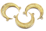 Brass Moon Charm, Raw Brass Textured Horn Charms, Pendant, Jewelry Finding (27x8x3.30mm) N0202