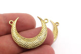 Brass Moon Charm, Raw Brass Textured Horn Charms, Pendant, Jewelry Finding (27x8x3.30mm) N0202