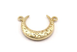 Brass Moon Charm, 3 Raw Brass Textured Horn Charms, Pendant, Jewelry Finding (19x6x4.40mm) N0234