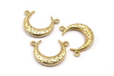Brass Moon Charm, 3 Raw Brass Textured Horn Charms, Pendant, Jewelry Finding (19x6x4.40mm) N0234