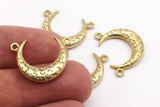 Brass Moon Charm, 3 Raw Brass Textured Horn Charms, Pendant, Jewelry Finding (19x6x4.40mm) N0234