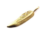 Minimalist Feather Pendant, Raw Brass Feather Charms, Feather Pendants (51x11.5mm) N0180