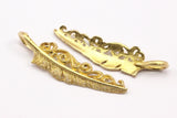 Feather Necklace Supply, 2 Raw Brass Feather Charms, Feather Pendants (46x11mm) N0176