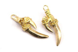 Pirate&#39;s Dagger Pendant, 2 Raw Brass Sword Dagger Charms (40x14mm) N0195