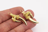Pirate&#39;s Dagger Pendant, 2 Raw Brass Sword Dagger Charms (40x14mm) N0195