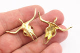 Ox Head Skull Pendant, Raw Brass Ox Head Skull Charms, Pendants (38x29mm) N0151