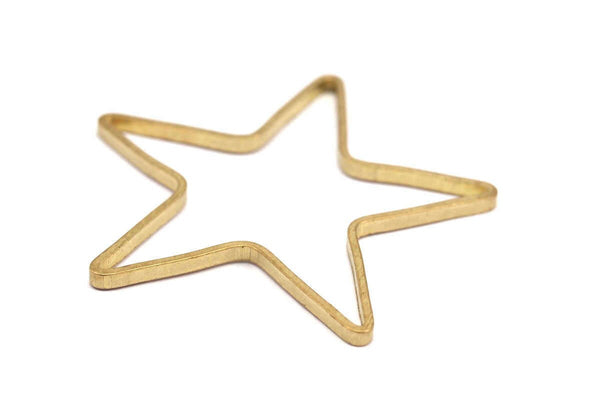Huge Brass Star Charm, 12 Raw Brass Open Star Ring, Charms (42x2x1mm) MB 9-25