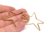 Huge Brass Star Charm, 12 Raw Brass Open Star Ring, Charms (42x2x1mm) MB 9-25