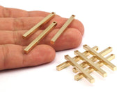 Tiny Necklace Bar, 12 Raw Brass Bars, Necklace, Earring Findings (3x3x40mm) D0243
