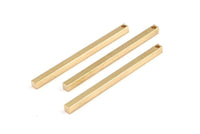 Tiny Necklace Bar, 12 Raw Brass Bars, Necklace, Earring Findings (3x3x50mm) D0244