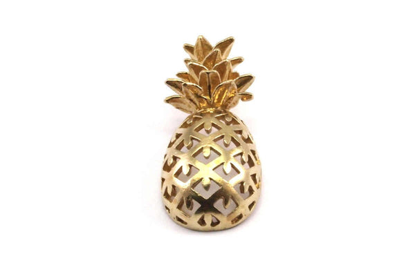Brass Pineapple Pendant - Raw Brass Pineapple Pendants (30x13.4x6.3mm) N0250