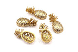 Brass Pineapple Pendant - Raw Brass Pineapple Pendants (30x13.4x6.3mm) N0250