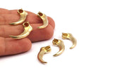 Brass Tiger Tooth - Raw Brass Tiger Tooth Necklace Pendants (27x10mm) N0261