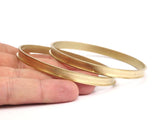 Brass Channel Bracelet -2 Raw Brass Channel Bangle Settings -Glue On- (6x66.5mm) V031
