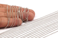 Silver Faceted Chain, 30 Meters - 99 Feet (1mm) Silver Tone Brass Faceted Ball Chain - W69  ( Z030 )