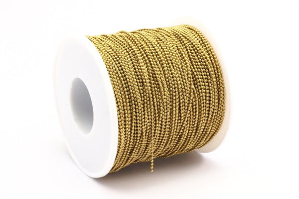 Tiny Ball Chain, 10M - (1.2mm) Raw Brass Ball Chain  ( Z018 )