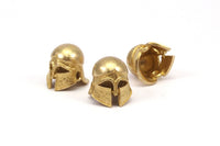 Knights&#39; War Helmet, 4 Raw Brass Helmet Bracelet Parts, (13.5x13x11.5mm) N0421
