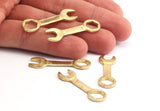 Brass Engineer Pendant - 3 Raw Brass Hand Tool Mechanic Pendants (39x11mm) N0245
