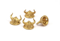 Brass Vikings&#39; Helmet, Raw Brass Helmet Bracelet Parts (15x12.5mm) N0427