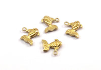 Pirinç Altın Balık Tılsımı, Ham Pirinç Altın Balık Kolye Uçları, Mücevher Malzemeleri, Bulgular (12x10mm) N0365