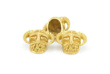Brass Skull with Horns, 2 Raw Brass Skull Head Bracelet Parts (11.50x19mm) N0372