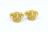 Brass Skull with Horns, 2 Raw Brass Skull Head Bracelet Parts (11.50x19mm) N0372