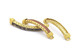 Brass Bracelet Connector, 2 Brass Bracelet Parts for Leather Cord 5.5mm Channel for Leather Cord  (56x7x6mm) N0398