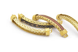 Brass Bracelet Connector, 2 Brass Bracelet Parts for Leather Cord 5.5mm Channel for Leather Cord  (56x7x6mm) N0398