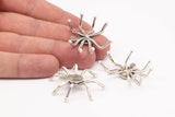 Silver Spider Settings, 2 Antique Silver Plated Brass Spider Setting Bases (33x32mm) N0067 H0691