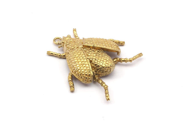 Tiny Bug Charm, Raw Brass Bug Fly Insect Charms (41x35mm) N0242