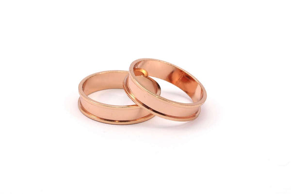 Rose Gold Channel Ring - 1 Rose Gold Plated Brass Channel Ring Setting (19mm) N0481 Q0115