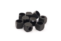 Siyah Kare Boncuklar, 6 Oksitlenmiş Pirinç Siyah Kare Küp Boncuk (8 mm) A0686 S505
